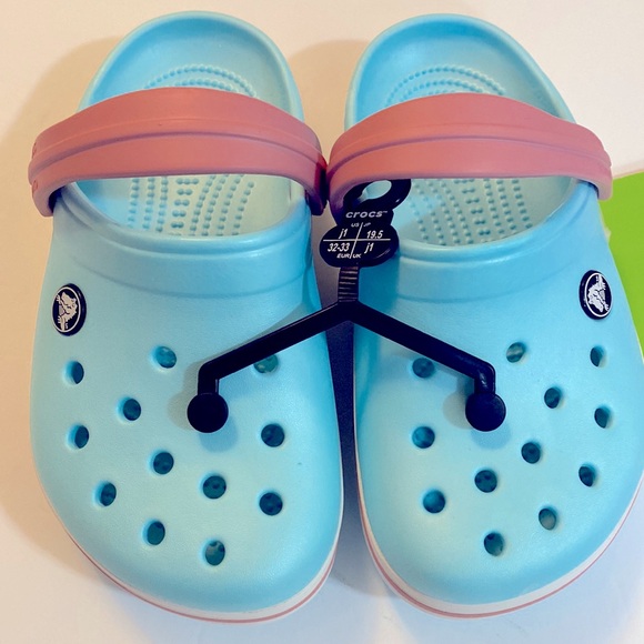 CROCS Other - NWT CROCS Crocband Ice Blue/White/Pink. Kids Size US J1. Everyday Outdoors.